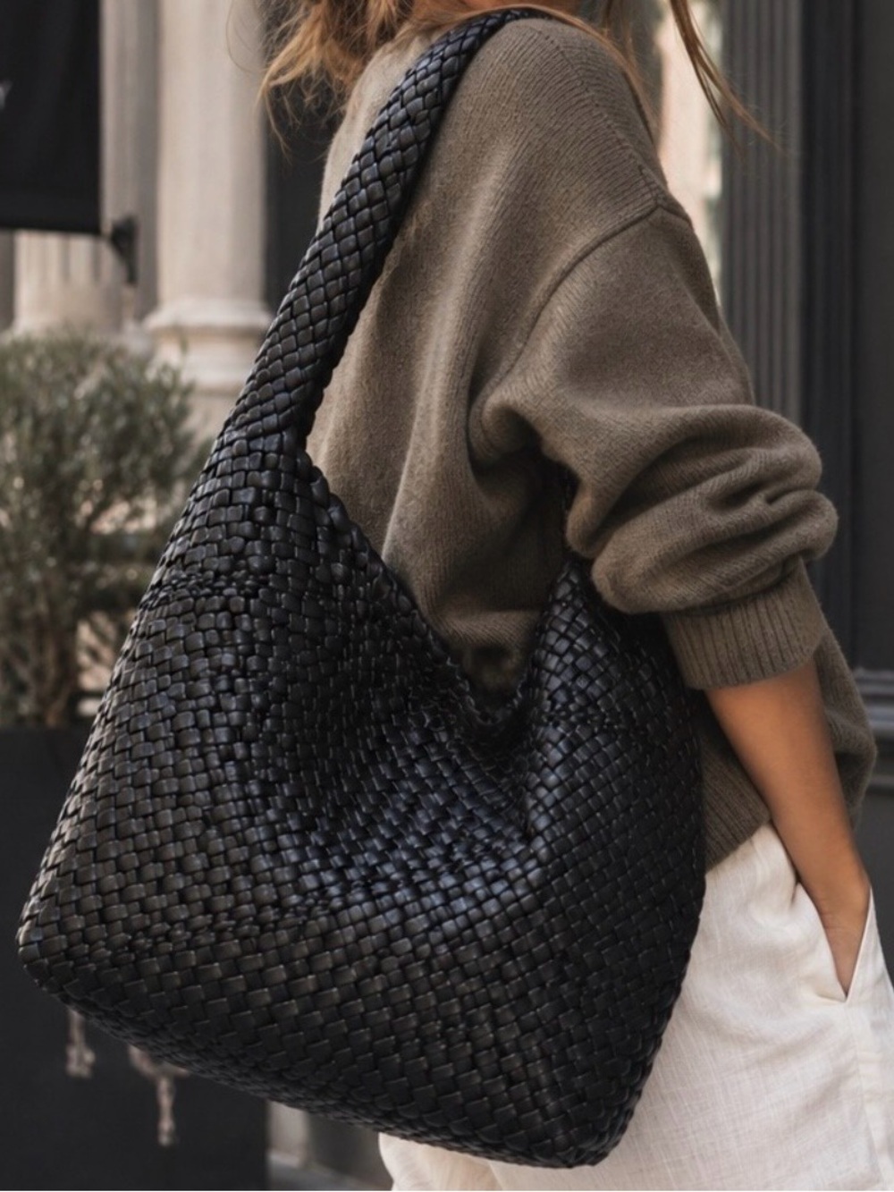 NWT | Antik Kraft Black Woven Slouchy Hobo Shoulder Bag + Pouch